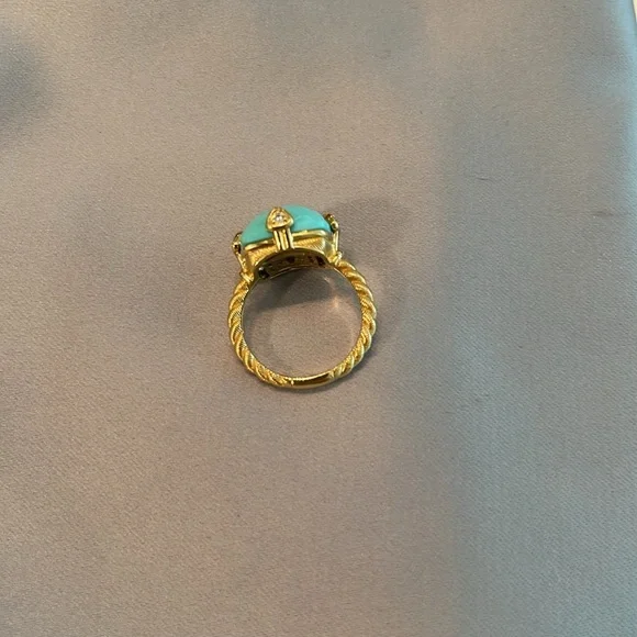 Judith Ripka Turquoise & Bella Luce®
Diamond Simulant 14K Gold Clad Ring. Sz 7-8 - Picture 3 of 3